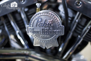 Pabst Blue Ribbon air cleaner cover for the Mama Tried Motorcycle Show